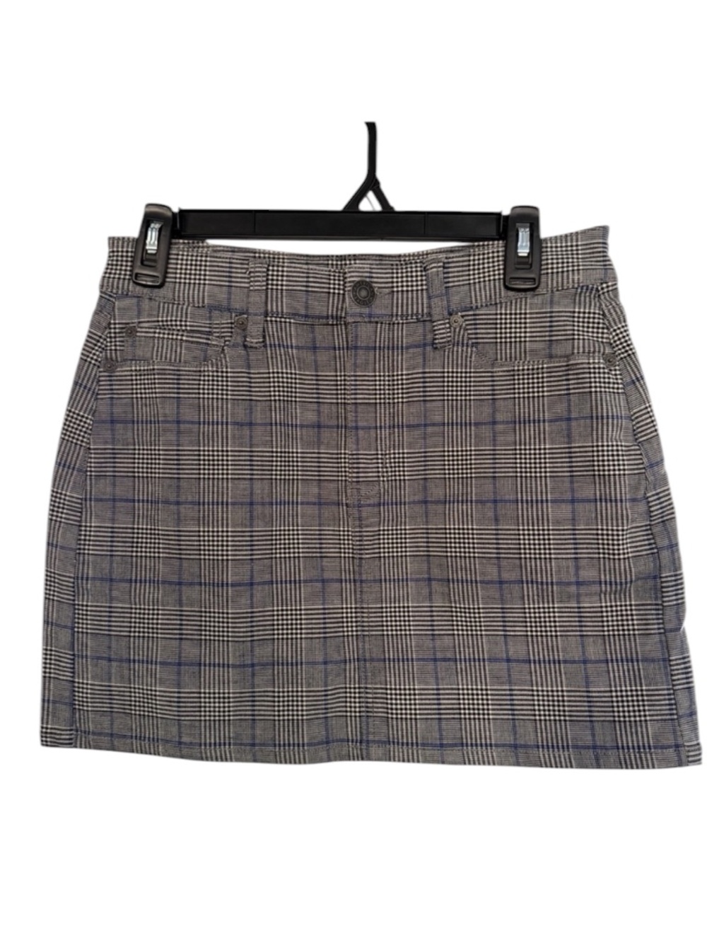 AMERICAN EAGLE Super Stretch Mini Skirt Gray/Black Plaid High Waisted Size 4